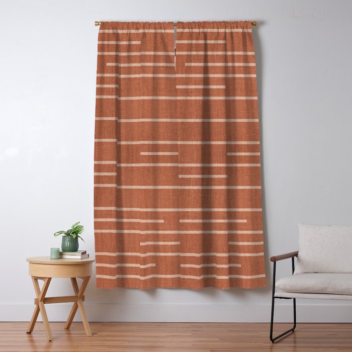 Geometric Art, Colorful Stripes, Terracotta Window Curtain Gallery Image 5