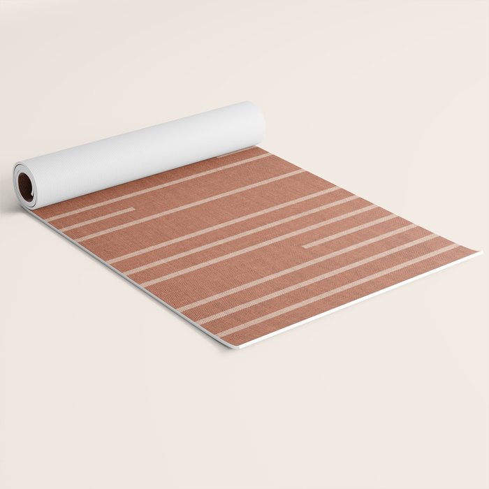 Geometric Art, Colorful Stripes, Terracotta Yoga Mat Gallery Image 2