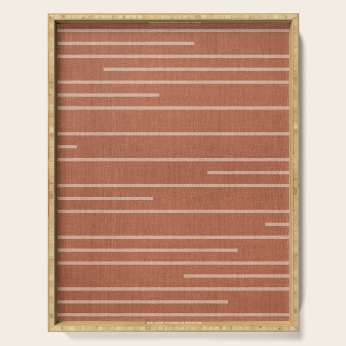 Geometric Art, Colorful Stripes, Terracotta Serving Tray Gallery Image 1