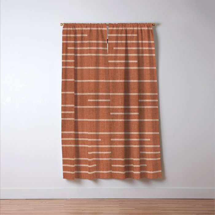 Geometric Art, Colorful Stripes, Terracotta Window Curtain Gallery Image 3