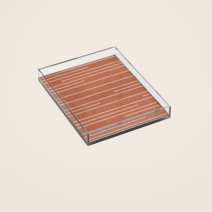 Geometric Art, Colorful Stripes, Terracotta Acrylic Tray Gallery Image 2