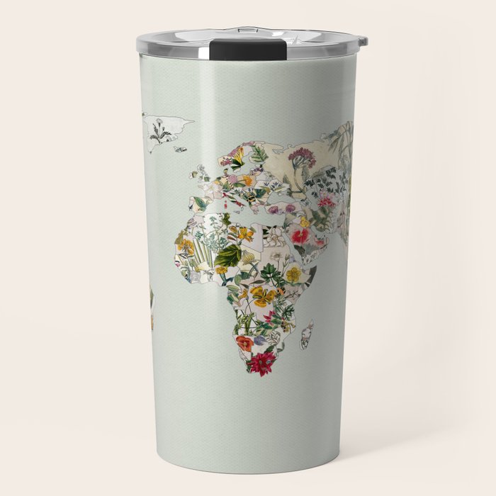Vintage Botanical World Green Travel Mug Gallery Image 1