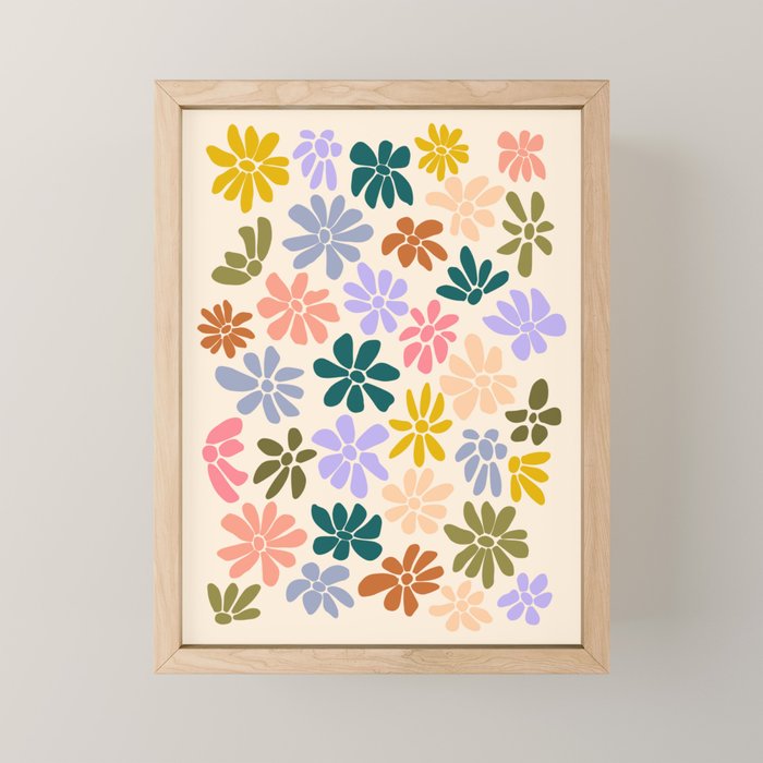 Rainbow Color Retro Floral  Mini Art Print Gallery Image 1