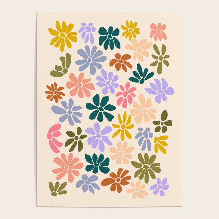 Rainbow Color Retro Floral  Poster Gallery Image 4