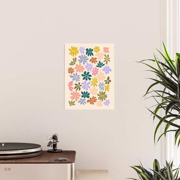 Rainbow Color Retro Floral  Poster Gallery Image 2