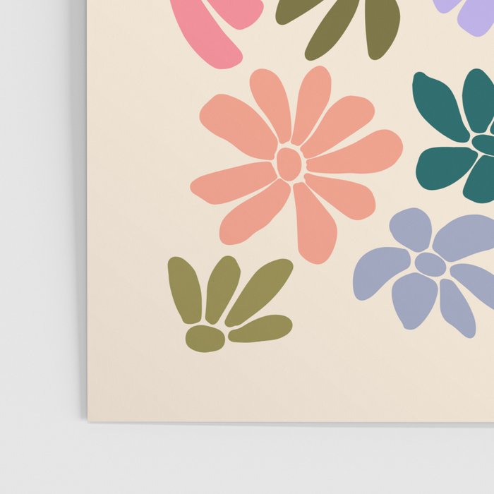 Rainbow Color Retro Floral  Poster Gallery Image 3
