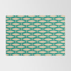 Coastal Fish Mid Century Modern Minimalist Pattern Teal Beige Olive Rug Gallery Image 2