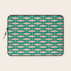 Coastal Fish Mid Century Modern Minimalist Pattern Teal Beige Olive Laptop Sleeve Gallery Image 1