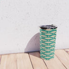 Coastal Fish Mid Century Modern Minimalist Pattern Teal Beige Olive Travel Mug Gallery Image 4