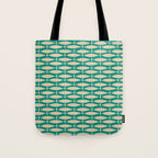 Coastal Fish Mid Century Modern Minimalist Pattern Teal Beige Olive Tote Bag Gallery Image 1