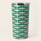 Coastal Fish Mid Century Modern Minimalist Pattern Teal Beige Olive Travel Mug Gallery Image 1