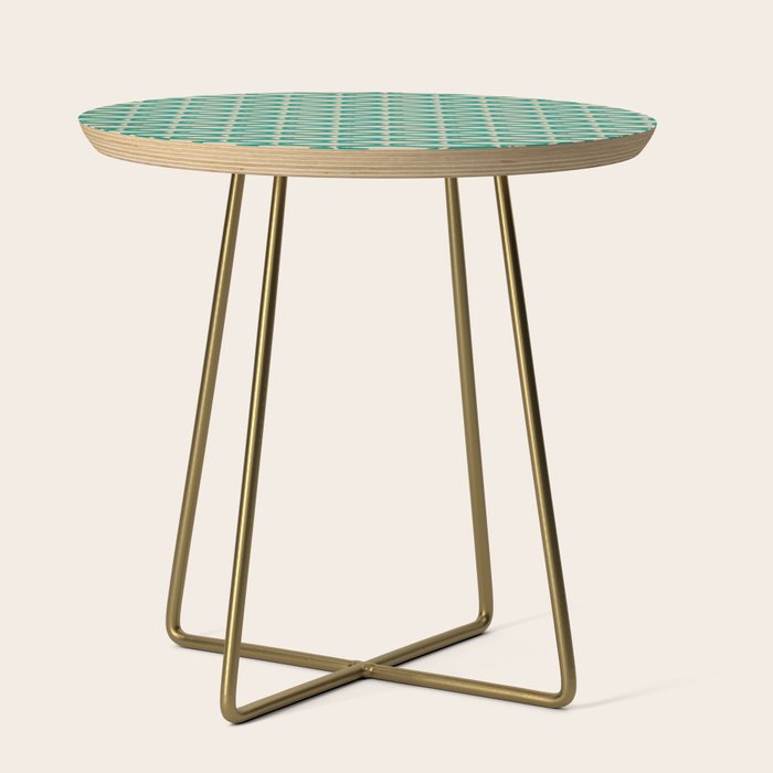 Coastal Fish Mid Century Modern Minimalist Pattern Teal Beige Olive Side Table Gallery Image 1