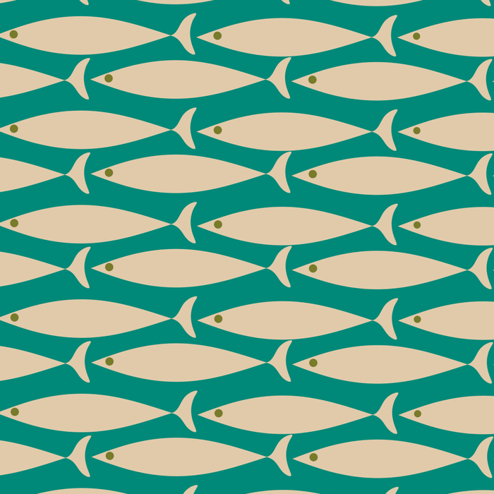 Coastal Fish Mid Century Modern Minimalist Pattern Teal Beige Olive Coffee Mug Gallery Image 2