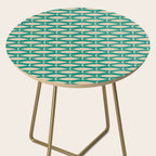 Coastal Fish Mid Century Modern Minimalist Pattern Teal Beige Olive Side Table Gallery Image 2