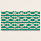 Coastal Fish Mid Century Modern Minimalist Pattern Teal Beige Olive Desk Mat Gallery Image 3
