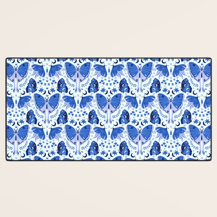 Vintage Blue Moths Desk Mat Gallery Image 3
