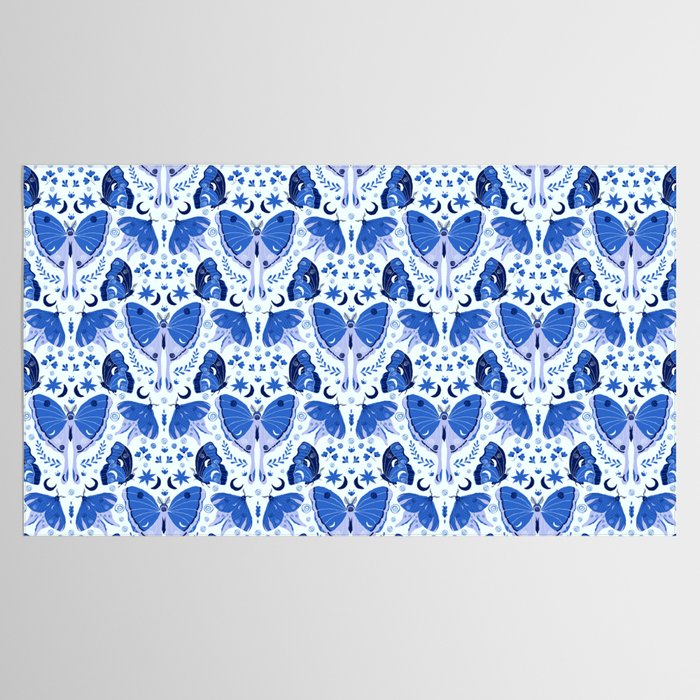 Vintage Blue Moths Tablecloth Gallery Image 2