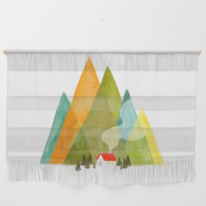 House at the foot of the mountains Wall Hanging Gallery Image 1