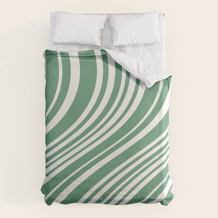 Wavy Stripes XXXIX - Kelly Green Duvet Cover Gallery Image 1