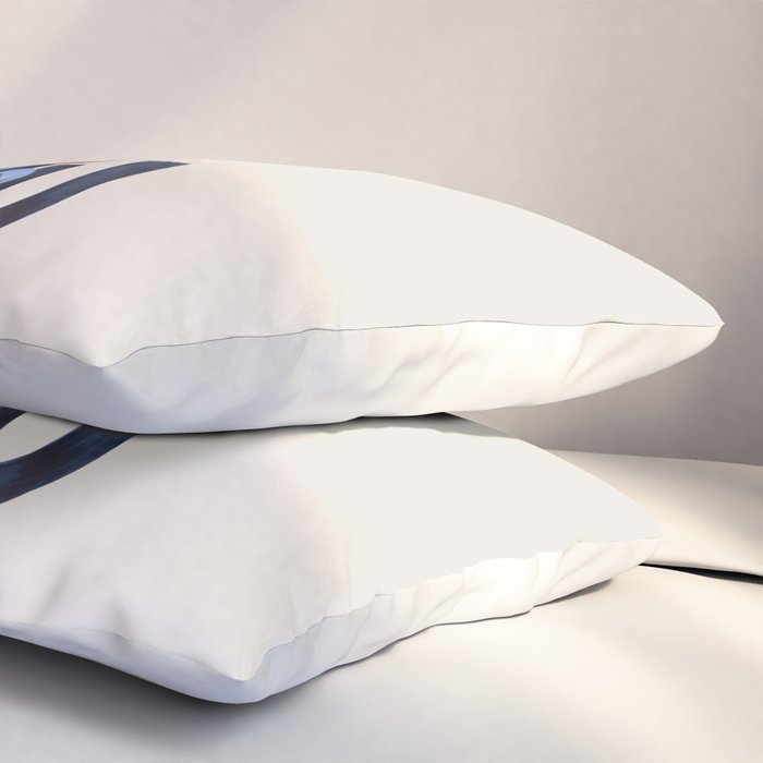 Midcentury Modern Minimalist Funky Cool Tribal Pattern Paynes Grey Pastel Blue Tan Shapes by Ejaaz Haniff Pillow Sham Gallery Image 3