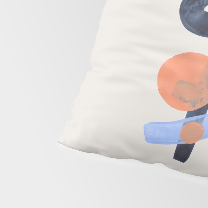 Midcentury Modern Minimalist Funky Cool Tribal Pattern Paynes Grey Pastel Blue Tan Shapes by Ejaaz Haniff Pillow Sham Gallery Image 4