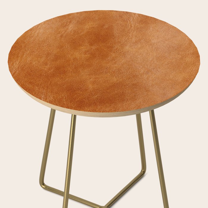 Natural brown leather, vintage texture Side Table Gallery Image 2