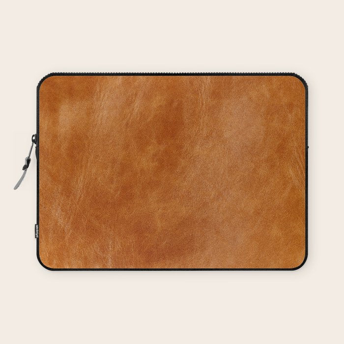 Natural brown leather, vintage texture Laptop Sleeve Gallery Image 1