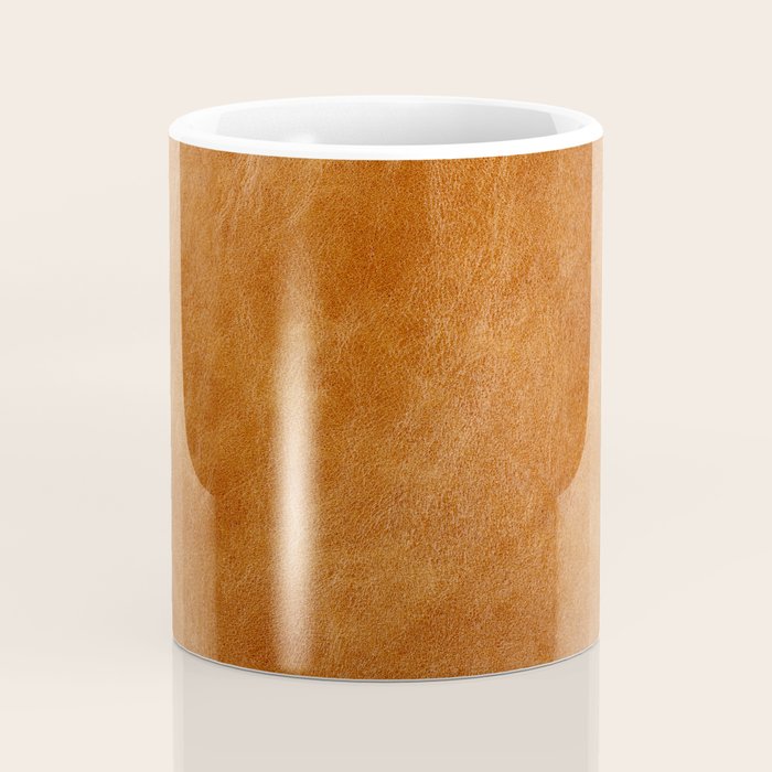 Natural brown leather, vintage texture Coffee Mug Gallery Image 4