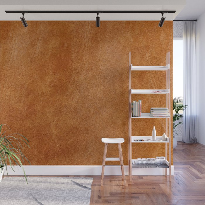 Natural brown leather, vintage texture Wall Mural Gallery Image 1