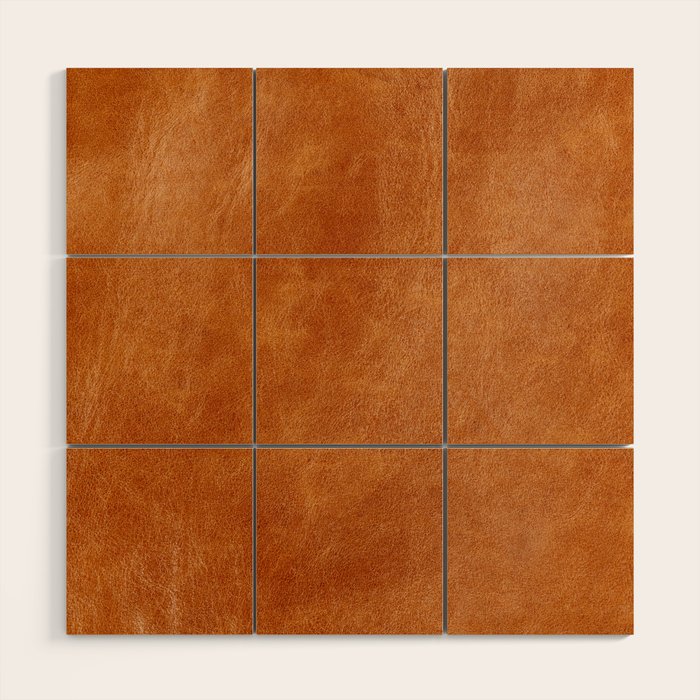 Natural brown leather, vintage texture Wood Wall Art Gallery Image 1