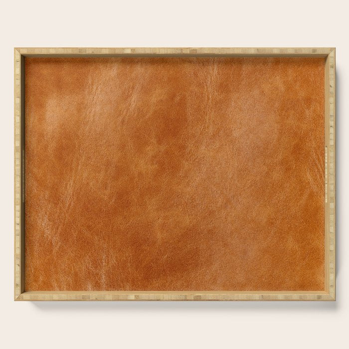 Natural brown leather, vintage texture Serving Tray Gallery Image 1