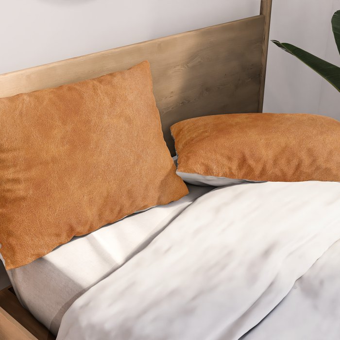 Natural brown leather, vintage texture Pillow Sham Gallery Image 2