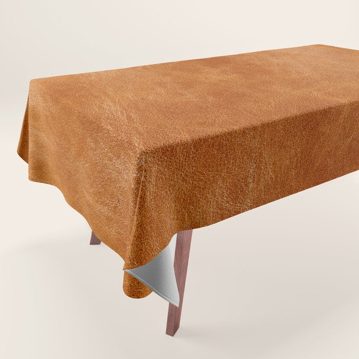 Natural brown leather, vintage texture Tablecloth Gallery Image 1