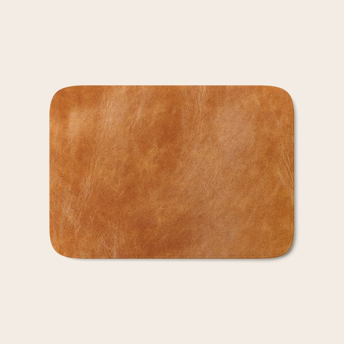 Natural brown leather, vintage texture Bath Mat Gallery Image 1