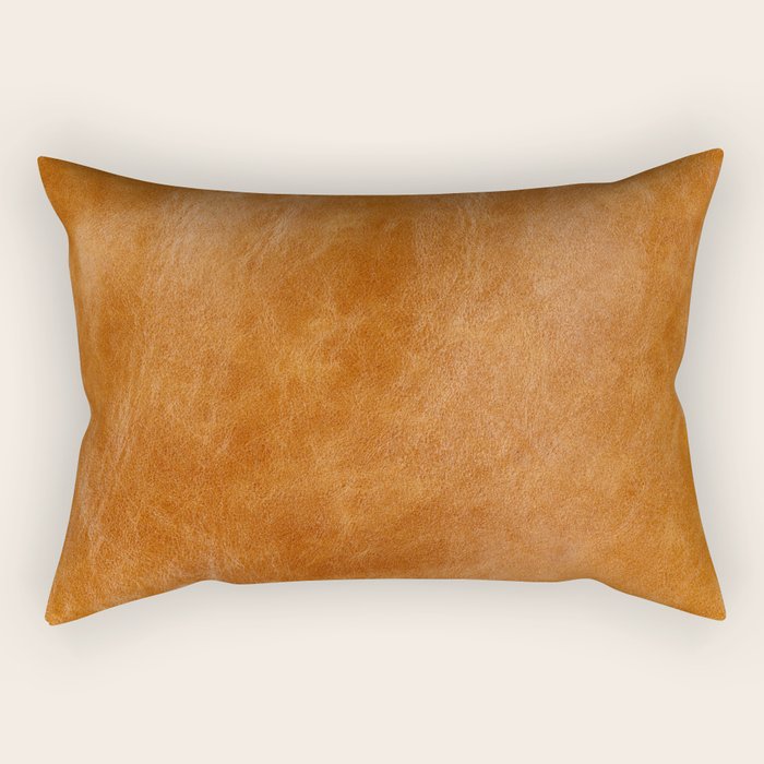 Natural brown leather, vintage texture Rectangular Pillow Gallery Image 2
