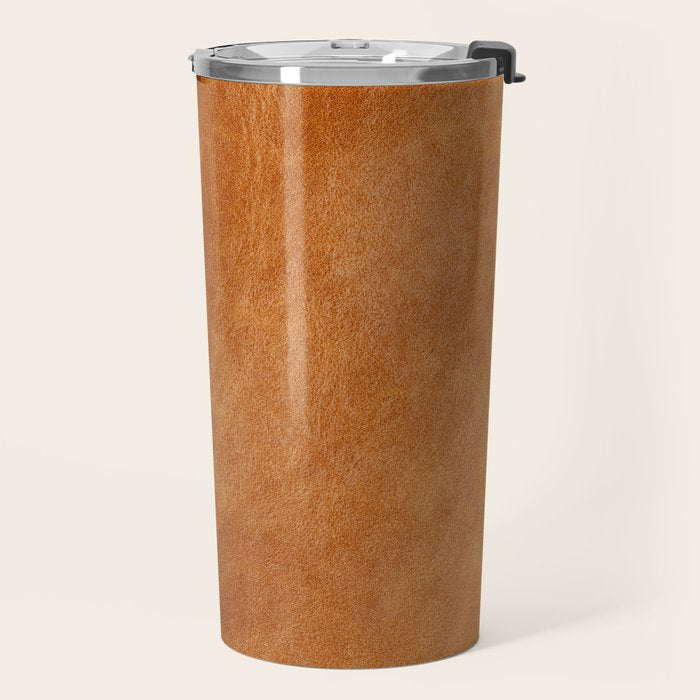 Natural brown leather, vintage texture Travel Mug Gallery Image 2