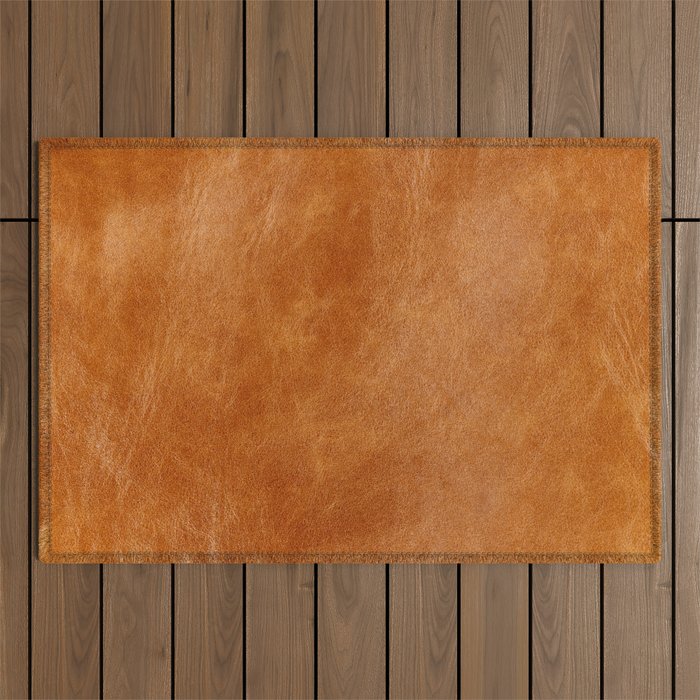 Natural brown leather, vintage texture Outdoor Rug Gallery Image 1