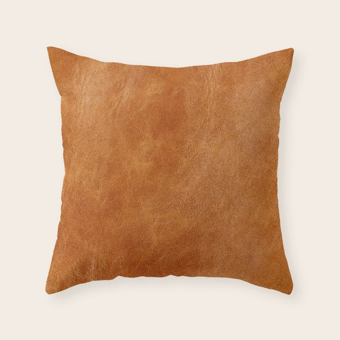 Natural brown leather, vintage texture Throw Pillow Gallery Image 1