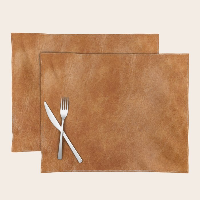 Natural brown leather, vintage texture Placemat Gallery Image 1