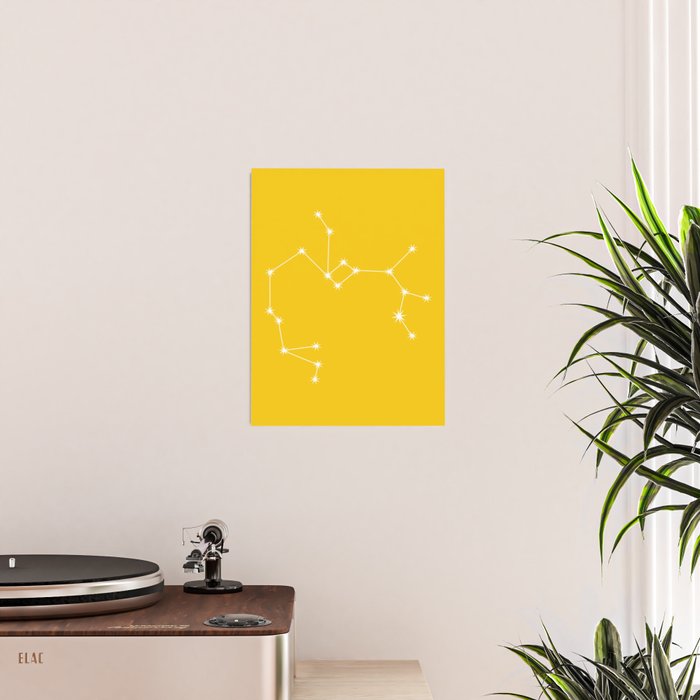 Sagittarius Zodiac Star Constellation Line Art Bright Yellow Poster Gallery Image 2