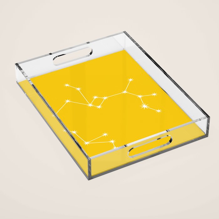 Sagittarius Zodiac Star Constellation Line Art Bright Yellow Acrylic Tray Gallery Image 1