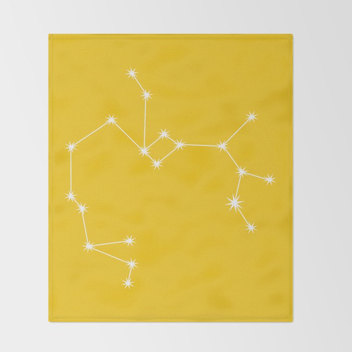 Sagittarius Zodiac Star Constellation Line Art Bright Yellow Throw Blanket Gallery Image 2