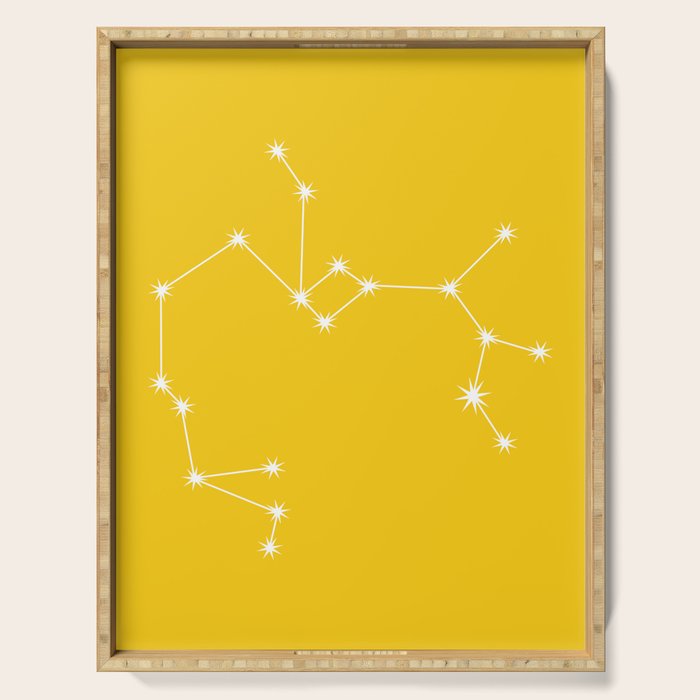 Sagittarius Zodiac Star Constellation Line Art Bright Yellow Serving Tray Gallery Image 1