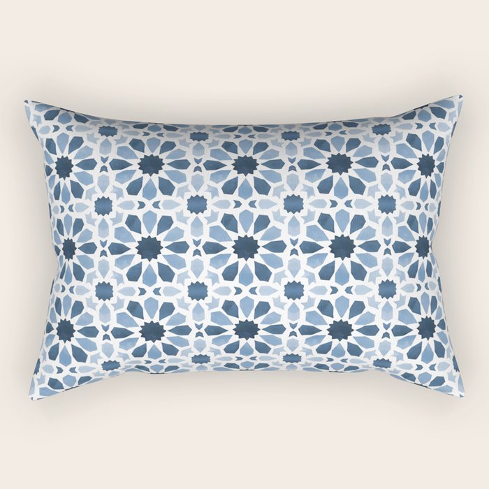 Watercolor Zellige Harmony Rectangular Pillow Gallery Image 2