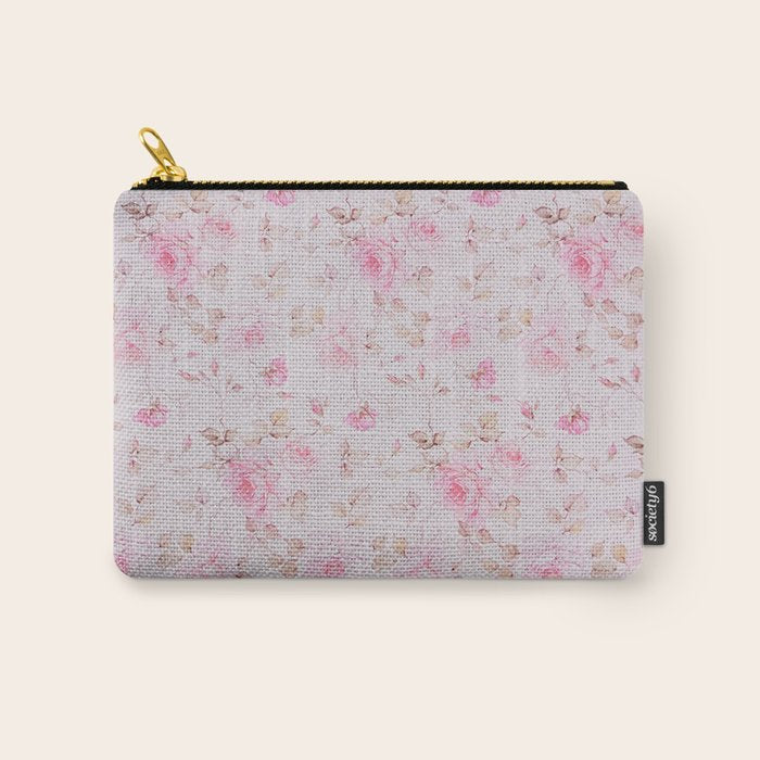 Modern Vintage Blush Pink  Romantic Floral Pattern Carry All Pouch Gallery Image 1