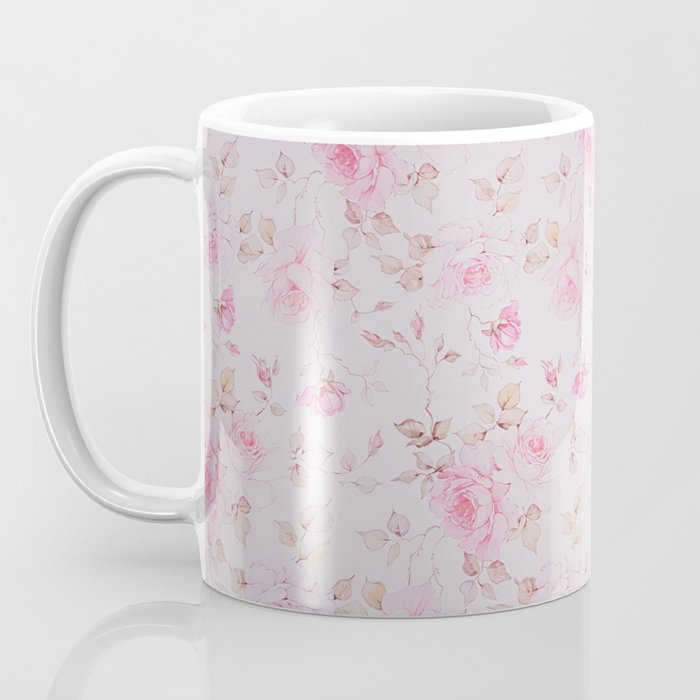 Modern Vintage Blush Pink  Romantic Floral Pattern Coffee Mug Gallery Image 3