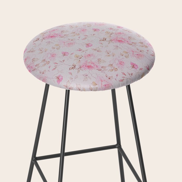 Modern Vintage Blush Pink  Romantic Floral Pattern Stool Gallery Image 2
