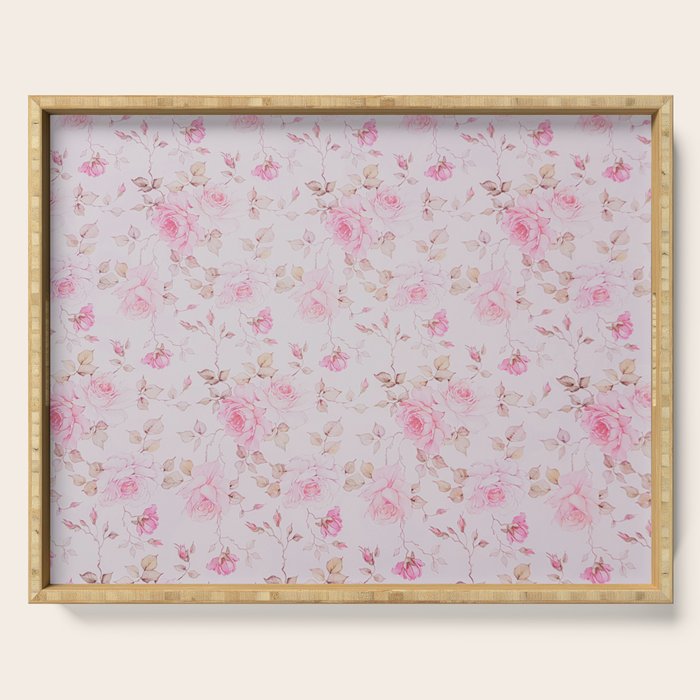 Modern Vintage Blush Pink  Romantic Floral Pattern Serving Tray Gallery Image 1