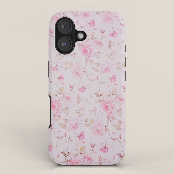 Modern Vintage Blush Pink  Romantic Floral Pattern iPhone Case Gallery Image 1