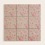 Modern Vintage Blush Pink  Romantic Floral Pattern Wood Wall Art Gallery Image 1
